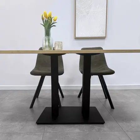 Gietijzeren horeca onderstel - zwart - 8x8 cm - voet: 40x70 cm - hoogte: 72 cm - horeca tafelonderstel met voet - gecoat metaal / staal
