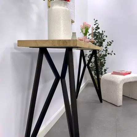 Stalen sidetable vlinderpoten - zwart - 3x3 cm - breedte: 36 cm - hoogte: 86 cm - zwarte vlinder wandtafelpoot - gecoat metaal / staal