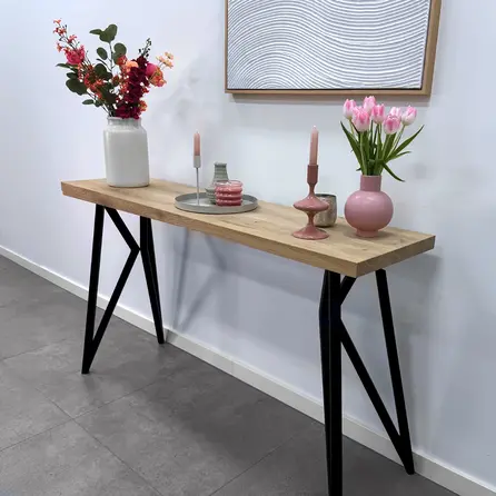 Stalen sidetable vlinderpoten - zwart - 3x3 cm - breedte: 36 cm - hoogte: 86 cm - zwarte vlinder wandtafelpoot - gecoat metaal / staal