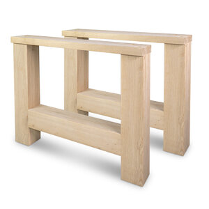 Eiken H-tafelpoten - SET (2 stuks) - 12x12 cm - 88 cm breed - 72 cm hoog