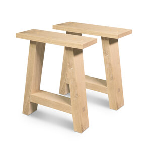 Eiken A-bankpoten - SET (2 stuks) - 8x4 cm - 36 cm breed - 41 cm hoog