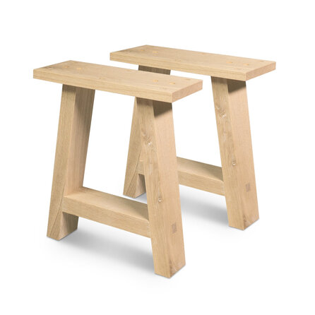 Eiken A bankpoten - rustiek - balk: 8x4 cm - breedte: 36 cm - hoogte: 41 cm - A-poot bankje - rustiek eikenhout (B/C)