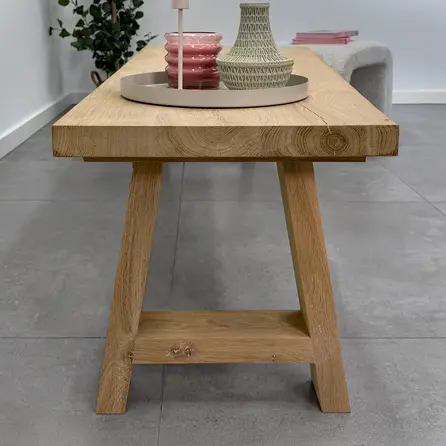 Eiken A bankpoten - rustiek - balk: 8x4 cm - breedte: 36 cm - hoogte: 41 cm - A-poot bankje - rustiek eikenhout (B/C)