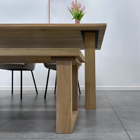 Eiken U bankpoten - rustiek - balk: 8x4 cm - breedte: 36 cm - hoogte: 41 cm - U-poot bankje - rustiek eikenhout (B/C)