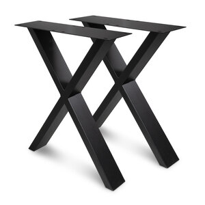 Stalen X-poten - zwart - SET (2 stuks) - 4x10 cm - 60 cm breed - 72 cm hoog