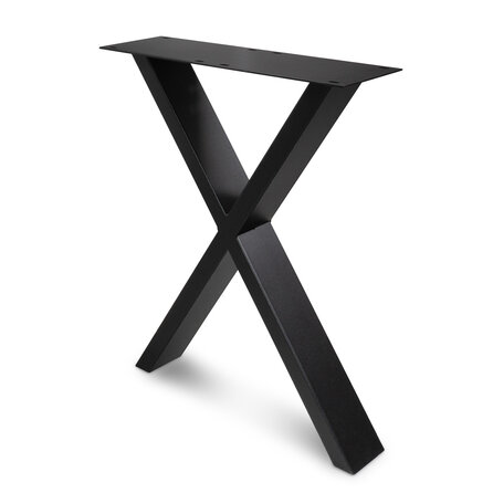 Stalen X poten - zwart - koker: 4x10 cm - breedte: 60 cm - hoogte: 72 cm - zwarte X-tafelpoot - gecoat metaal / staal