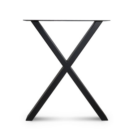 Stalen X poten - zwart - koker: 4x10 cm - breedte: 60 cm - hoogte: 72 cm - zwarte X-tafelpoot - gecoat metaal / staal