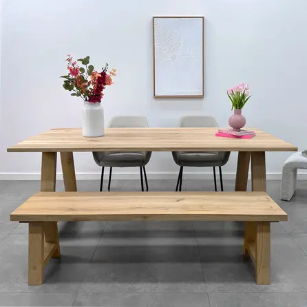 Eiken bankje - op maat - 4 cm dik - eettafel bank van rustiek eikenhout (B/C) - met brede lamel - 40 mm Eiken bankje - op maat - 4 cm dik - eettafel bank van rustiek eikenhout (B/C) - met brede lamel - 40 mm