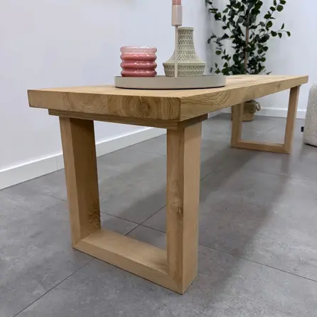 Eiken bankje - op maat - 4 cm dik - eettafel bank van rustiek eikenhout (B/C) - met brede lamel - 40 mm Eiken bankje - op maat - 4 cm dik - eettafel bank van rustiek eikenhout (B/C) - met brede lamel - 40 mm