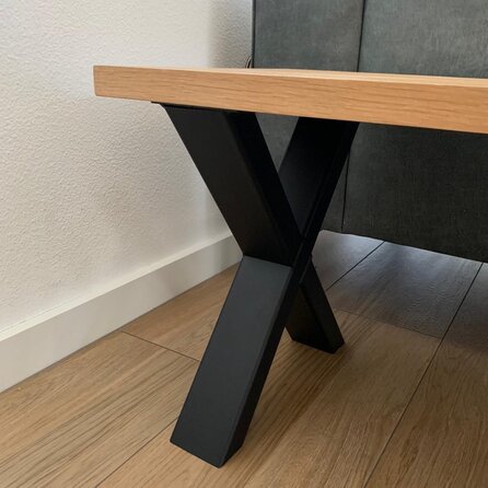 Eiken bankje - op maat - 4 cm dik - eettafel bank van rustiek eikenhout (B/C) - met brede lamel - 40 mm Eiken bankje - op maat - 4 cm dik - eettafel bank van rustiek eikenhout (B/C) - met brede lamel - 40 mm