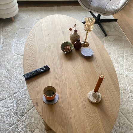 Eiken salontafel - ovaal / ellips - 4 cm dik - ovale eiken tafel van rustiek eikenhout (B/C) met brede lamel - 40 mm