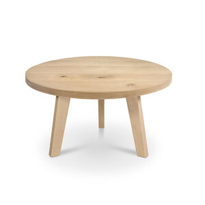 Eiken salontafel - rond - op maat - 4 cm - rustiek - met brede lamel
