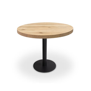 Eiken bistrotafel - rond - 4 cm - rustiek - met brede lamel