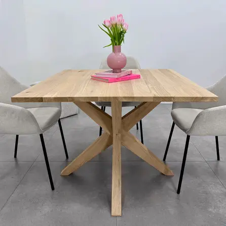 Eiken eettafel - vierkant - 2,7 cm dik - vierkante eiken tafel van rustiek eikenhout (B/C) met brede lamel - 27 mm