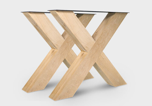 Eiken tafelpoten (sets) Alle eiken tafelpoten sets van EIKENvakman - Eikenhouten poten in een set van 2 stuks - sfeervolle X, U, A, H & trapeze poten sets - voordelig online!