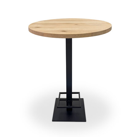 Eiken bartafel - rond - 4 cm dik - ronde eiken bar-/sta (horeca) tafel van rustiek eikenhout (B/C) met brede lamel - 40 mm