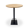 Eiken bartafel - rond - 2,7 cm dik - ronde eiken bar-/sta (horeca) tafel van rustiek eikenhout (B/C) met brede lamel - 27 mm