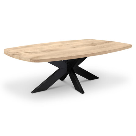 Eiken eettafel - Deens ovaal - 4 cm dik - Deens ovale eiken tafel van rustiek eikenhout (B/C) met brede lamel - 40 mm