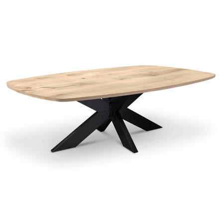 Eiken eettafel - Deens ovaal - 2,7 cm dik - Deens ovale eiken tafel van rustiek eikenhout (B/C) met brede lamel - 27 mm