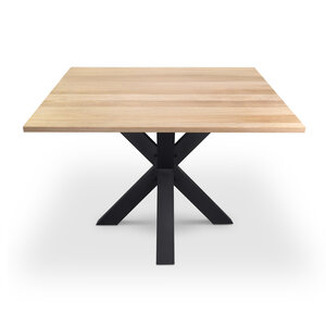 Eiken eettafel - vierkant - 2,7 cm - foutvrij - met brede lamel