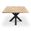 Eiken eettafel - vierkant - op maat - 4 cm dik - vierkante eiken tafel van rustiek eikenhout (B/C) met brede lamel - 40 mm