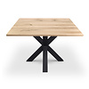 Eiken eettafel - vierkant - op maat - 2,7 cm dik - vierkante eiken tafel van rustiek eikenhout (B/C) met brede lamel - 27 mm