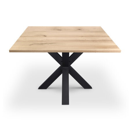 Eiken eettafel - vierkant - 2,7 cm dik - vierkante eiken tafel van rustiek eikenhout (B/C) met brede lamel - 27 mm