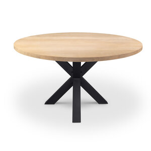 Eiken eettafel - rond - op maat - 4 cm - foutvrij - met brede lamel