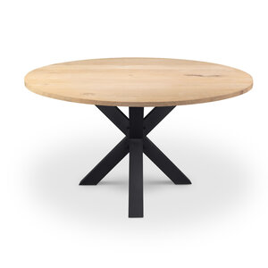 Eiken eettafel - rond - 2,7 cm - rustiek - met brede lamel