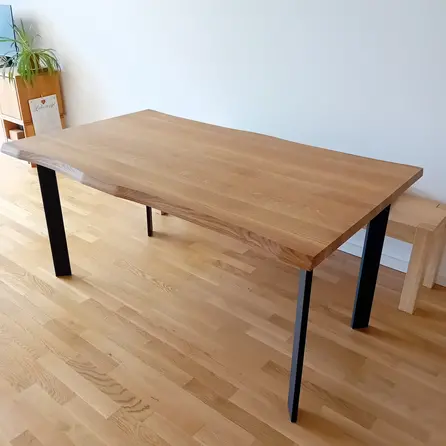 Eiken tafelblad - boomstam rand (CNC) - op maat - 4 cm dik - foutvrij eikenhout (A/B) - verlijmd, brede lamel (9-12 cm) - 40 mm