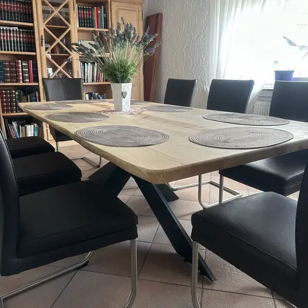 Stalen matrix onderstel - zwart -  3x15 cm -  90x180 cm - hoogte: 72 cm - spinpoot tafelonderstel - gecoat metaal / staal