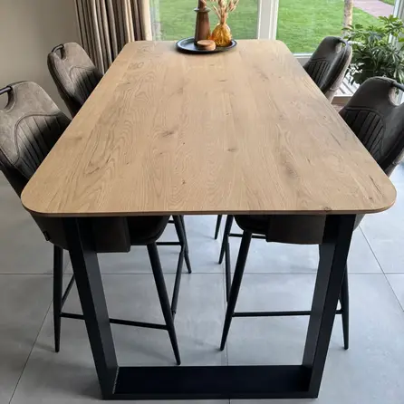 Eiken bartafel - 4 cm dik - eiken bar-/sta (horeca) tafel van rustiek eikenhout (B/C) met brede lamel - 40 mm