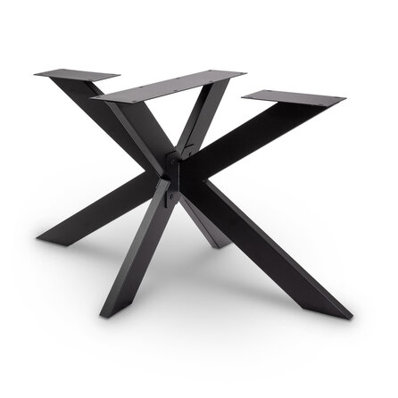 Stalen matrix onderstel - zwart - koker: 4x10 cm -  90x140 - hoogte: 72 cm - spinpoot tafelonderstel - gecoat metaal / staal