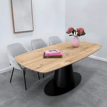 Stalen onderstel -  pilaar ovaal - zwart -  57x120 cm - hoogte: 72,5 cm - stijl