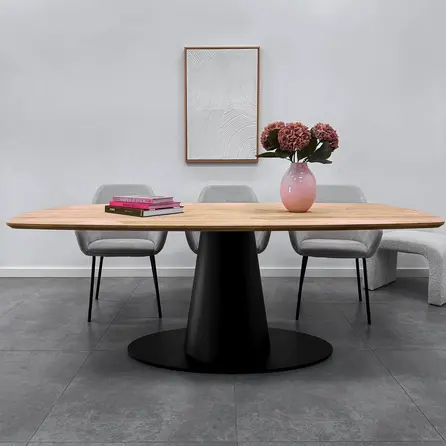 Stalen onderstel -  pilaar ovaal - zwart -  57x120 cm - hoogte: 72,5 cm - stijl