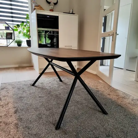 Stalen X frame onderstel rond - zwart - koker: 4,2 cm - breedte: 70 cm - hoogte: 72 cm - tafelonderstel metaal / staal met zwarte coating