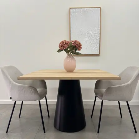 Eiken eettafel - vierkant - 2,7 cm dik - vierkante eiken tafel van rustiek eikenhout (B/C) met brede lamel - 27 mm