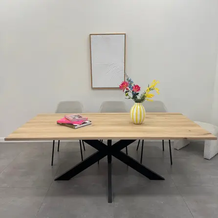 Eiken eettafel - op maat - 2,7 cm dik - eiken tafel van rustiek eikenhout (B/C) met brede lamel - 27 mm Eiken eettafel - op maat - 2,7 cm dik - eiken tafel van rustiek eikenhout (B/C) met brede lamel - 27 mm