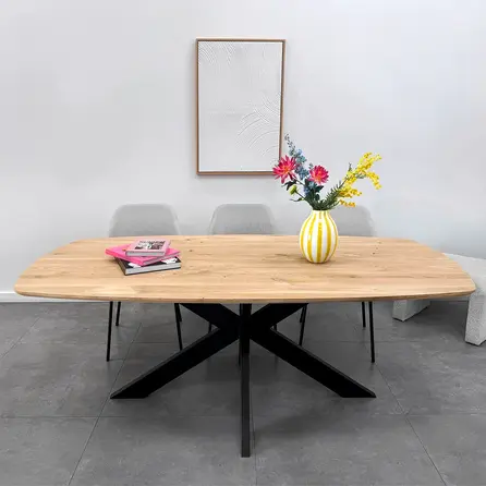 Eiken eettafel - Deens ovaal - 2,7 cm dik - Deens ovale eiken tafel van rustiek eikenhout (B/C) met brede lamel - 27 mm Eiken eettafel - Deens ovaal - 2,7 cm dik - Deens ovale eiken tafel van rustiek eikenhout (B/C) met brede lamel - 27 mm