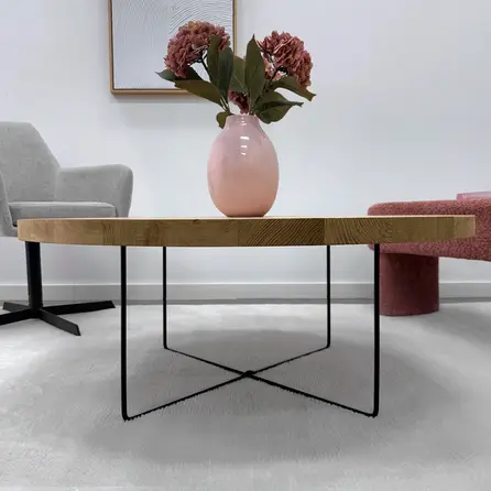 Eiken salontafel - rond - 4 cm dik - ronde eiken tafel foutvrij eikenhout (A/B) met brede lamel - 40 mm Eiken salontafel - rond - 4 cm dik - ronde eiken tafel foutvrij eikenhout (A/B) met brede lamel - 40 mm