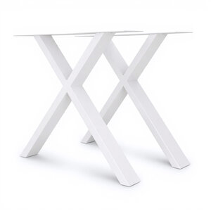 Stalen X-poten - wit - SET (2 stuks) - 4x10 cm - 78 cm breed - 72 cm hoog