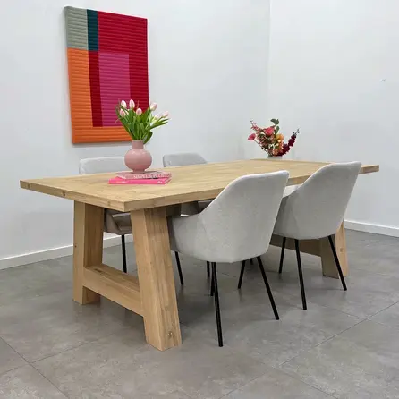 Eiken A tafelpoten - rustiek - balk: 12x12 cm - breedte: 88 cm - hoogte: 72 cm - A-poot (eetkamer)tafel - rustiek eikenhout (B/C)