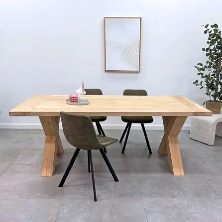 Eiken tafelblad - dwarse lamel- 4,5 cm dik - rustiek eikenhout (B/C) - geborsteld, verlijmd, XL lamel met V-groef - 45 mm