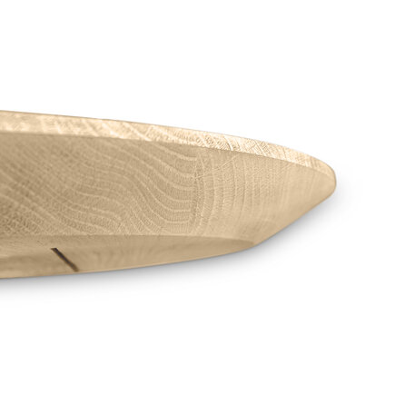 Eiken tafelblad rond - VERJONGD - 3 cm dik (1-laag) - Diverse afmetingen - Rustiek Europees eikenhout - verlijmd kd 10-12% - met verjongde / afgeschuinde rand