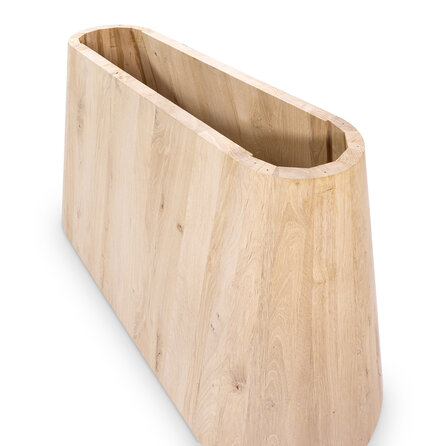 Eiken onderstel pilaar breed - 105 cm lang - 25 -45 cm breed - 71 cm hoog - rustiek eikenhout (B/C)