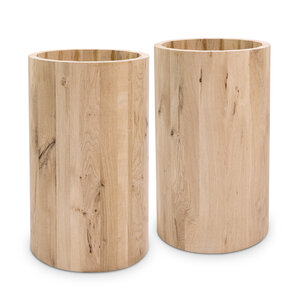Eiken kolom poten - SET (2 stuks) - diameter: 40 cm - 71 cm hoog - rustiek eikenhout