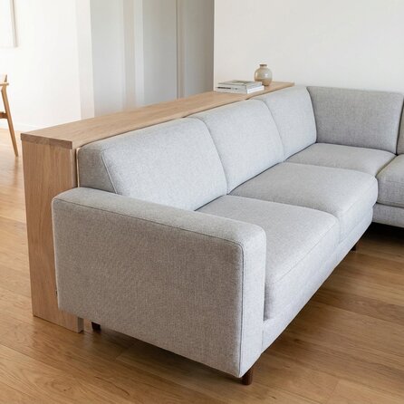 Eiken sidetable voor achter de bank - op maat - 2,7 cm dik - smalle eiken wandtafel van rustiek eikenhout (B/C) met brede lamel - 27 mm