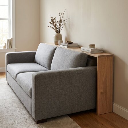 Eiken sidetable voor achter de bank - op maat - 2,7 cm dik - smalle eiken wandtafel van foutvrij eikenhout (A/B) met brede lamel - 27 mm