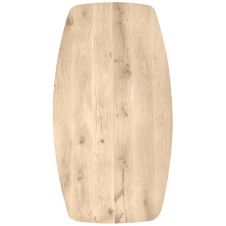 Eiken tafelblad - Deens ovaal met verjongde rand - 2,8 cm dik - rustiek eikenhout (B/C) - verlijmd, medium lamel - 28 mm Eiken tafelblad - Deens ovaal met verjongde rand - 2,8 cm dik - rustiek eikenhout (B/C) - verlijmd, medium lamel - 28 mm