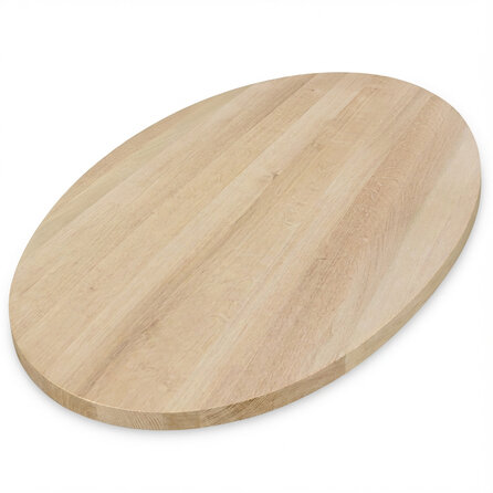 Eiken tafelblad - ovaal / ellips - 4 cm dik - foutvrij eikenhout (A/B) - verlijmd, smalle lamel - 40 mm Eiken tafelblad - ovaal / ellips - 4 cm dik - foutvrij eikenhout (A/B) - verlijmd, smalle lamel - 40 mm